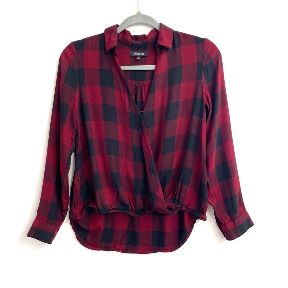 Madewell wrap front flannel plaid top